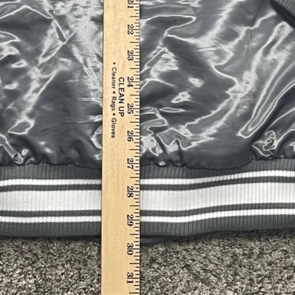 VTG Detroit Lions Starter Satin Bomber Jacket Mens XL Gray Blue NFL Football - Picture 8 of 8